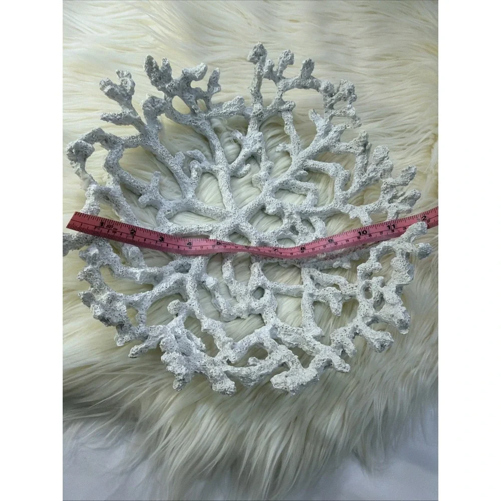 Centerpiece‎ Bowl Coral Reef Metal White & Gold Nautical Design Large Home Decor